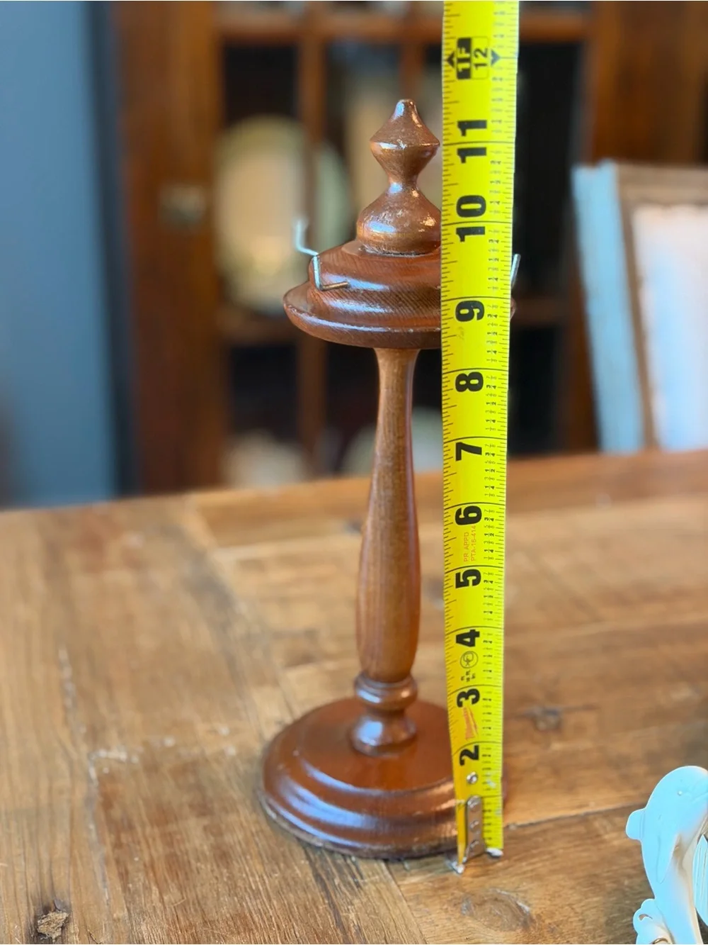 Vintage 90’s Turned Wood Jewelry Holder | Organizer. 4 Hooks. Neutral | Charming